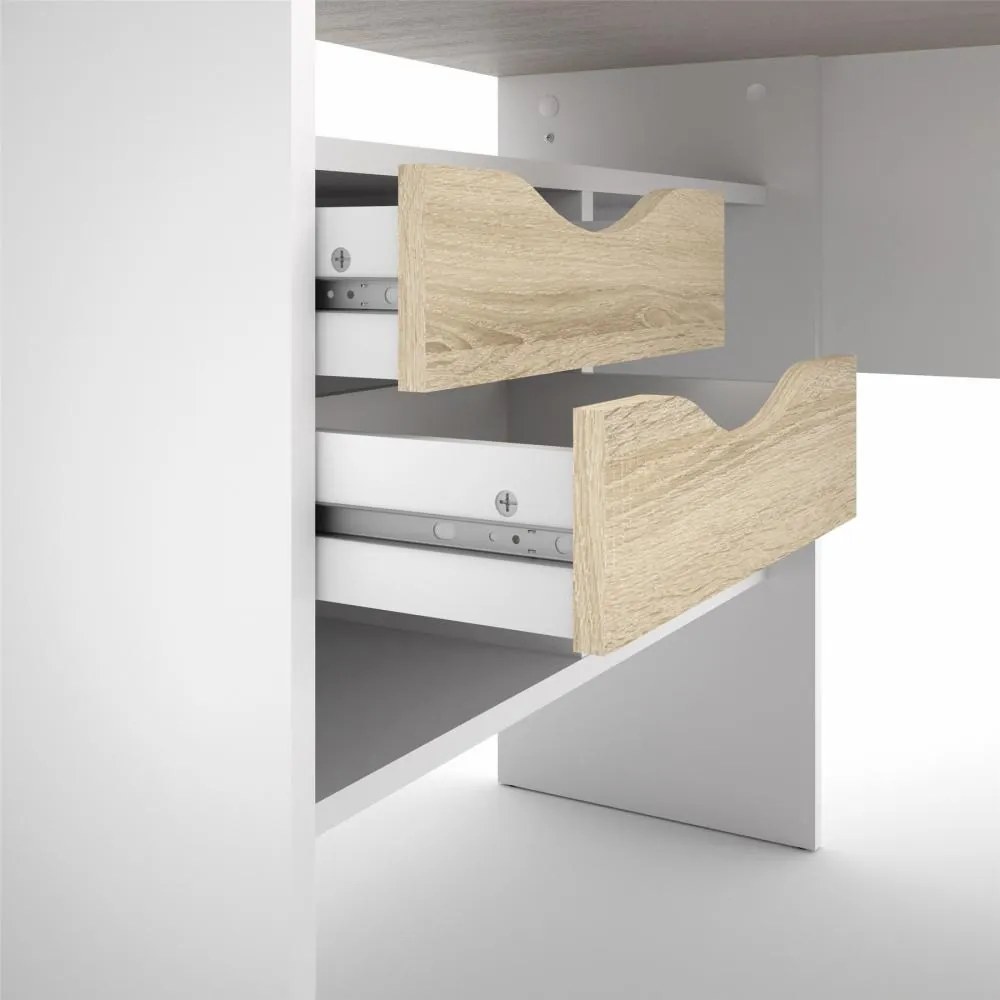 Birou coltar EFREM PLUS cu 2 sertare si blat in decor stejar