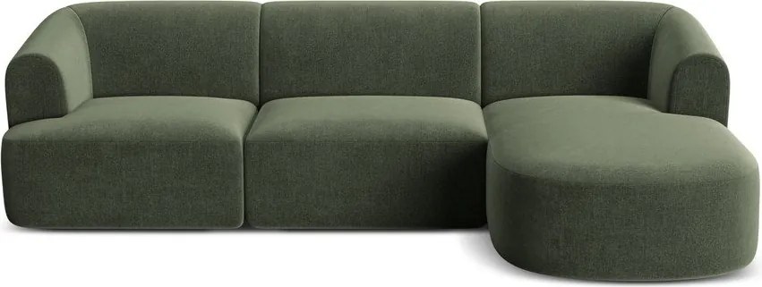 Colțar verde cu tapițerie din catifea (cu colț pe partea dreaptă/cu șezlong) Campi – Cosmopolitan Design