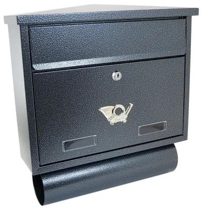Cutie postala, cu loc pentru ziar, argintiu inchis, format C4, 39x12x41 cm, Damech
