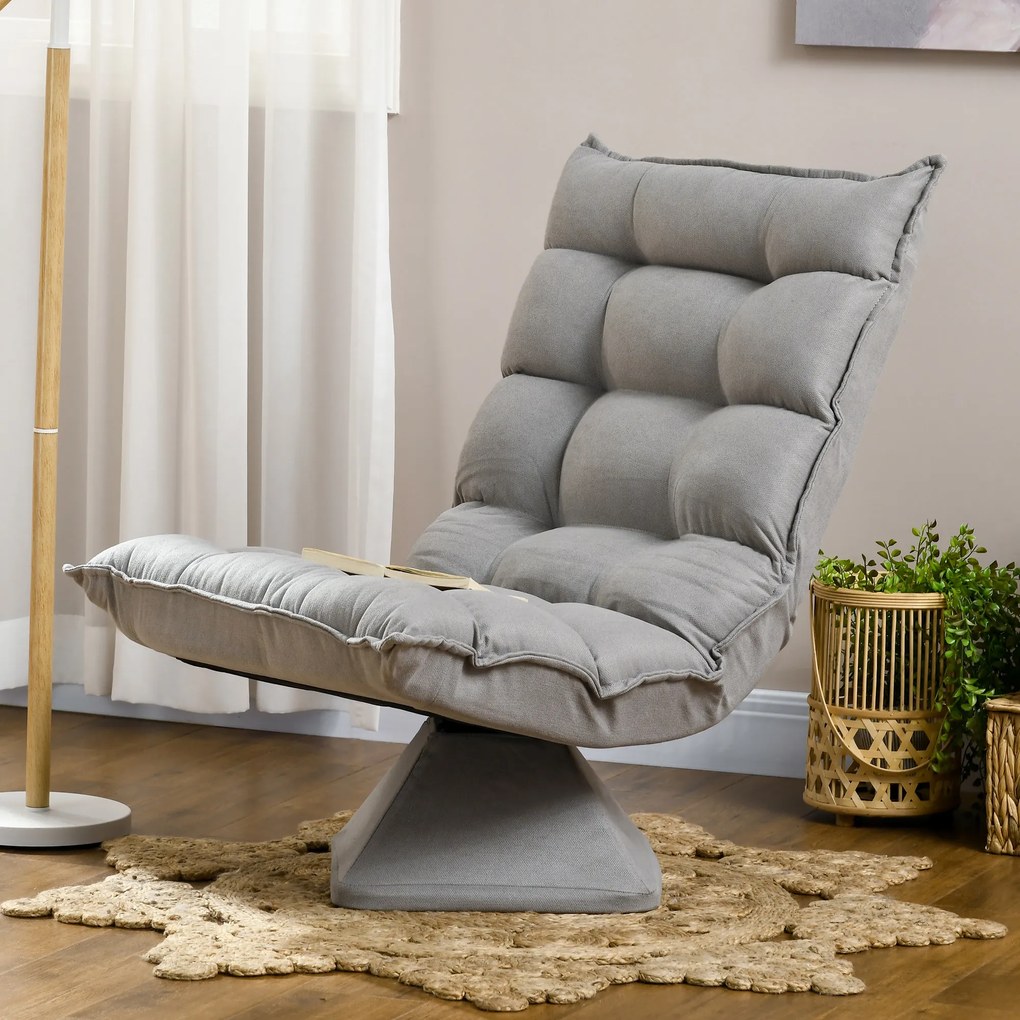 HOMCOM Fotoliu de sol paresos fotoliu relax fotoliu lounge design capitonat înclinare spătar reglabil pivotant 360° | Aosom Romania