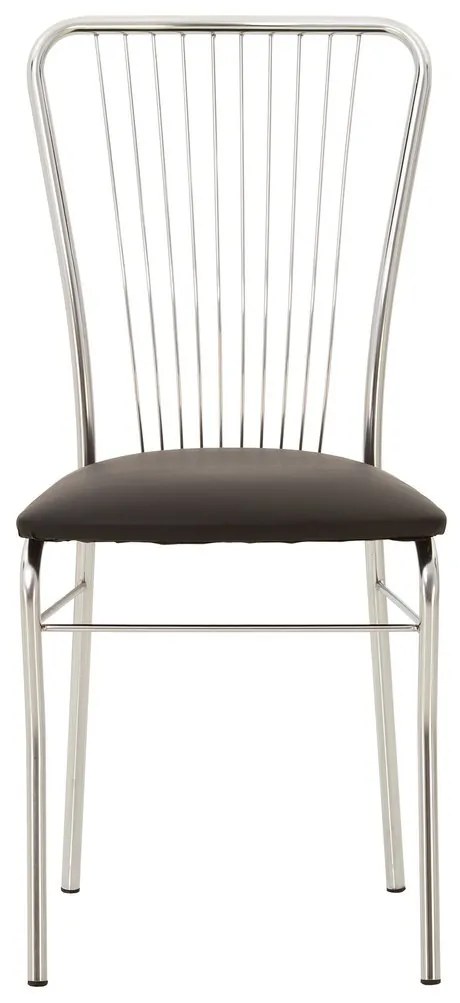 Scaun dining Neron Chrome, piele ecologica, negru