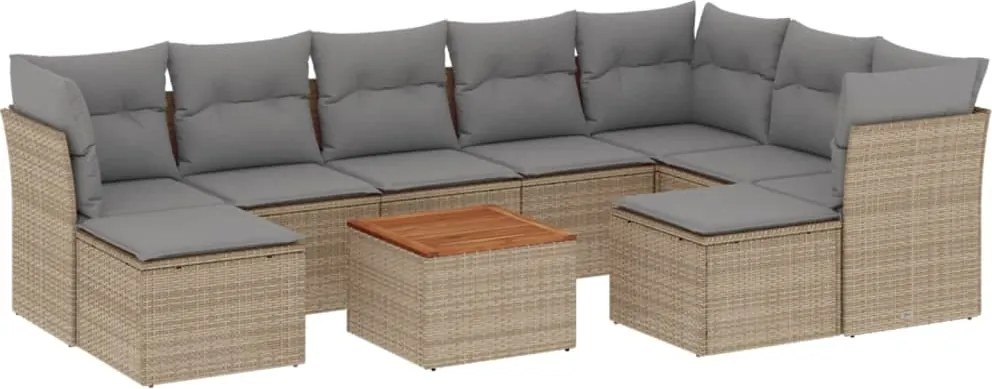 vidaXL Set canapele de grădină cu perne, 10 piese, bej, poliratan