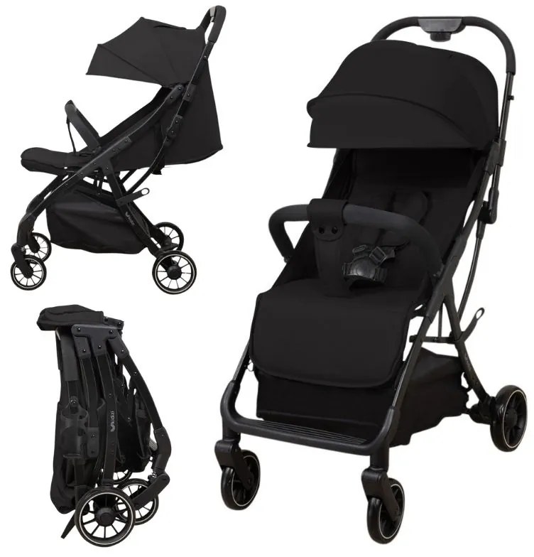 Carucior sport compact cu pliere automata recomandat de la nastere pana la 22 kg Artis Negru, 7 kg