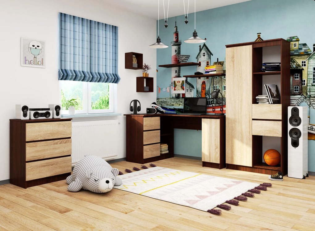 Masă PC de colț Bevin (wenge + stejar sonoma) (S). 1069141