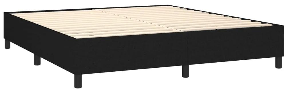 Pat box spring cu saltea, negru, 160x200 cm, textil Negru, 35 cm, 160 x 200 cm