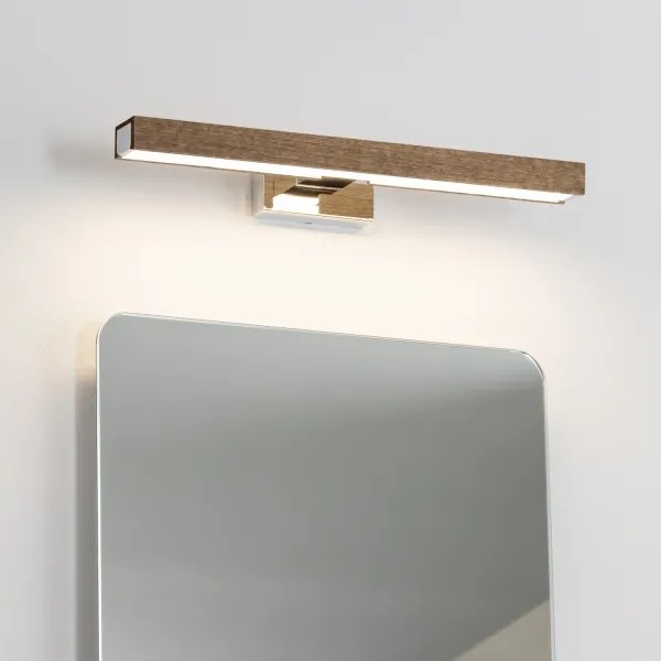 Aplică LED pentru oglindă de baie Brilagi WOODY MIRROR LED/8W/230V IP44 stejar/crom