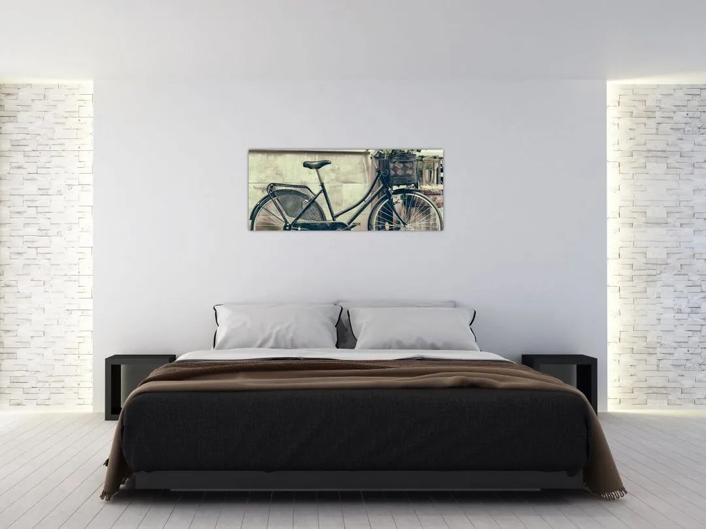 Tablou - Bicicleta de epocă cu flori (120x50 cm)