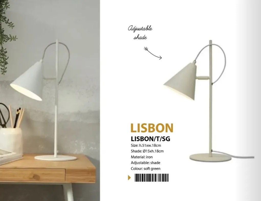 Veioza/Lampa de masa din metal Lisbon soft green