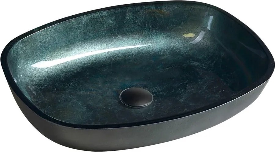 Chiuvetă culoare petrol din sticlă 54x39,5 cm Kvaore – Sapho