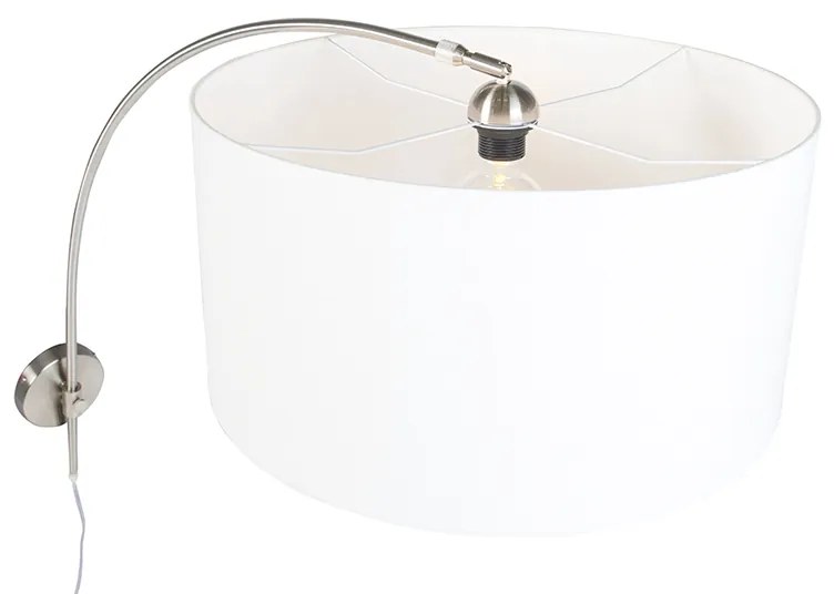 Lampă de perete modernă cu arc din oțel cu abajur alb 50/50/25 reglabil