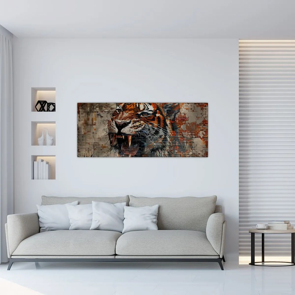 Tablou - Tigru din Cărămizi (120x50 cm)