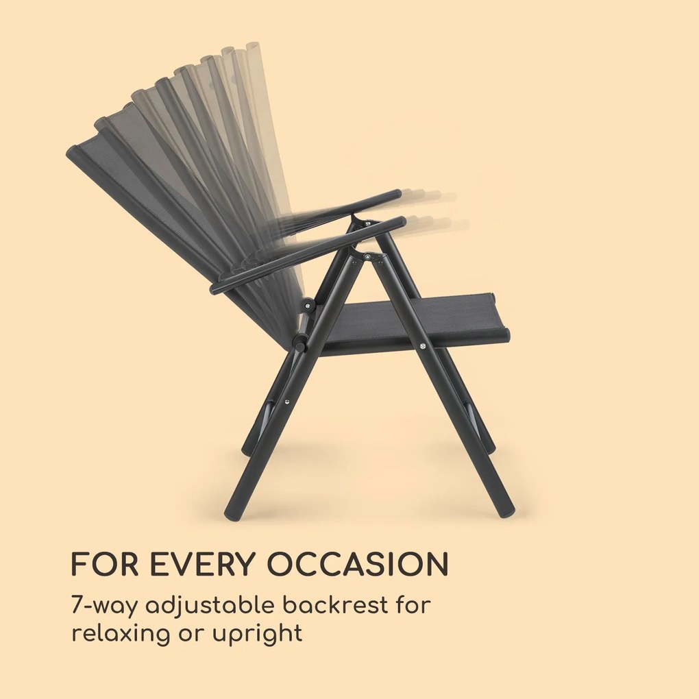 Blumfeldt Almeria Garden Chair, scaun pliabil, set de 2 bucăți, 56,5 x 107 x 68 cm, ComfortMesh, antracit