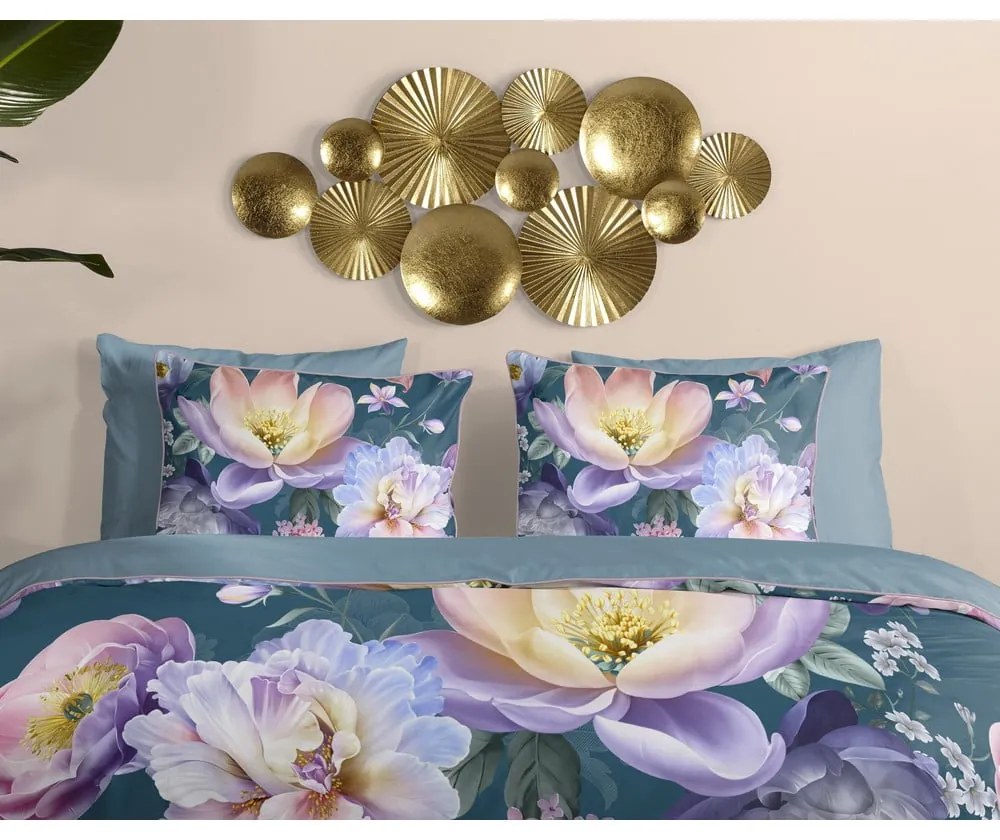 Lenjerie de pat albastră din bumbac satinat pentru pat dublu/extinsă 200x220 cm Mirery – Descanso