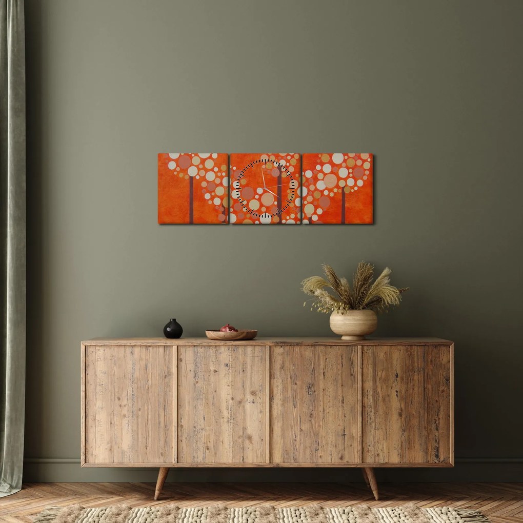 Tablou - Pădurea portocalie (cu ceas) (90x30 cm)