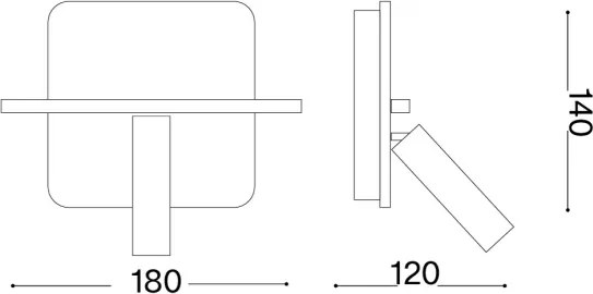 Ideal Lux - Spot LED de perete PIANO, 10W, 230V, CRI 90, USB, alb