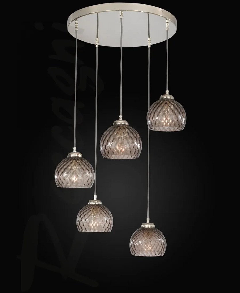 Lustra moderna cu 5 pendule design italian 10003 fumuriu