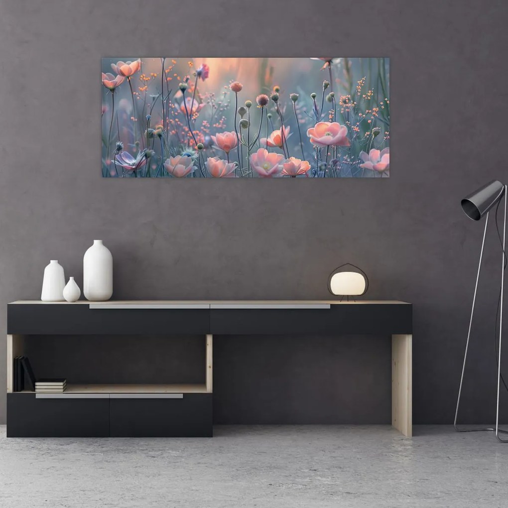 Tablou - Flori în culori pastelate (120x50 cm)