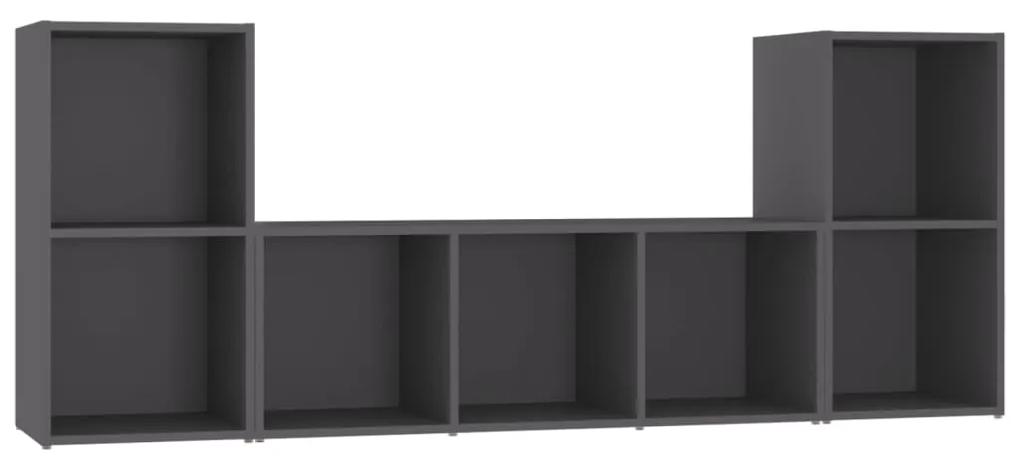 3080017 vidaXL Set de dulapuri TV, 3 piese, gri, lemn prelucrat