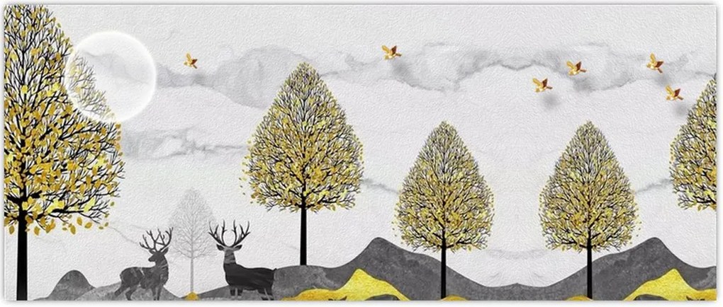 Tablou cu cerbi pictați (120x50 cm)