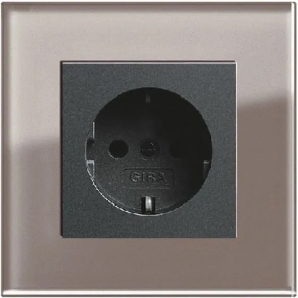 Priză Schuko GIRA Esprit antracit cu ramă simplă sticlă umbră