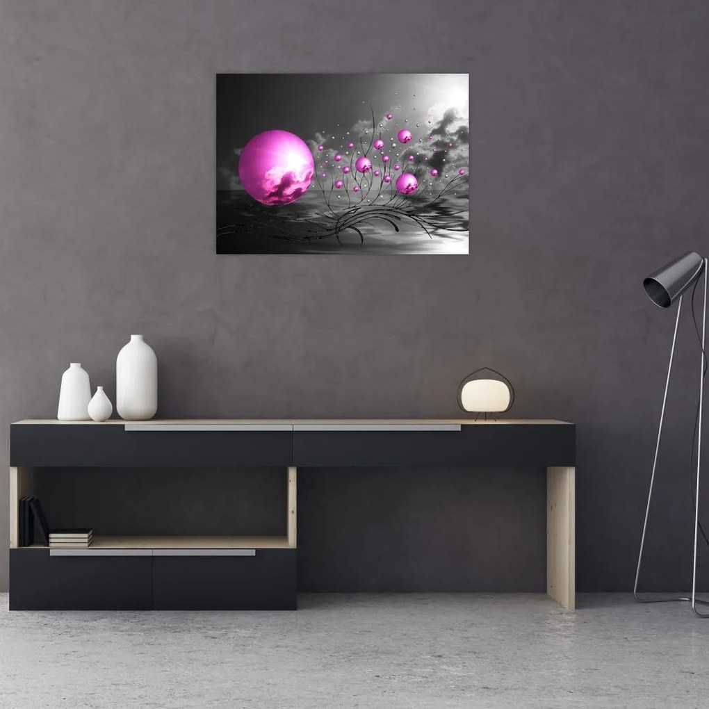 Tablou pe sticlă bilelor roz (70x50 cm)