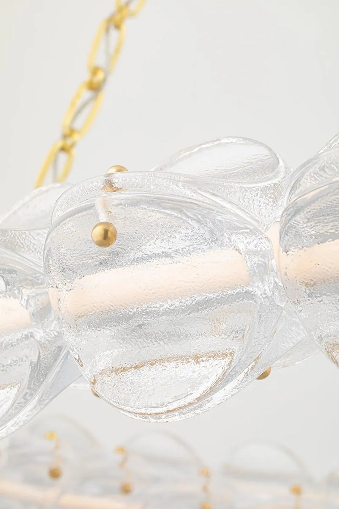 Lustra Circulara, Sticla Texturata, Design Lux, Auriu, Lindley