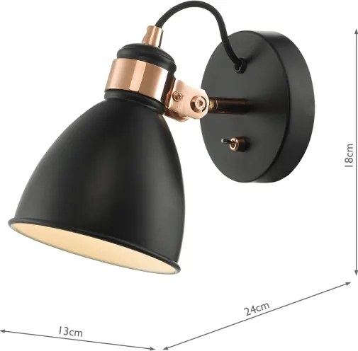 Där Lighting FRE0722 - Aplică de perete tip spot FREDERICK 1xE14/40W/230V neagră