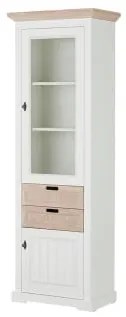 Vitrina Porto Dreapta Cu 2 Usi Si 2 Sertare Alb Si Natur, 67.5 Cm