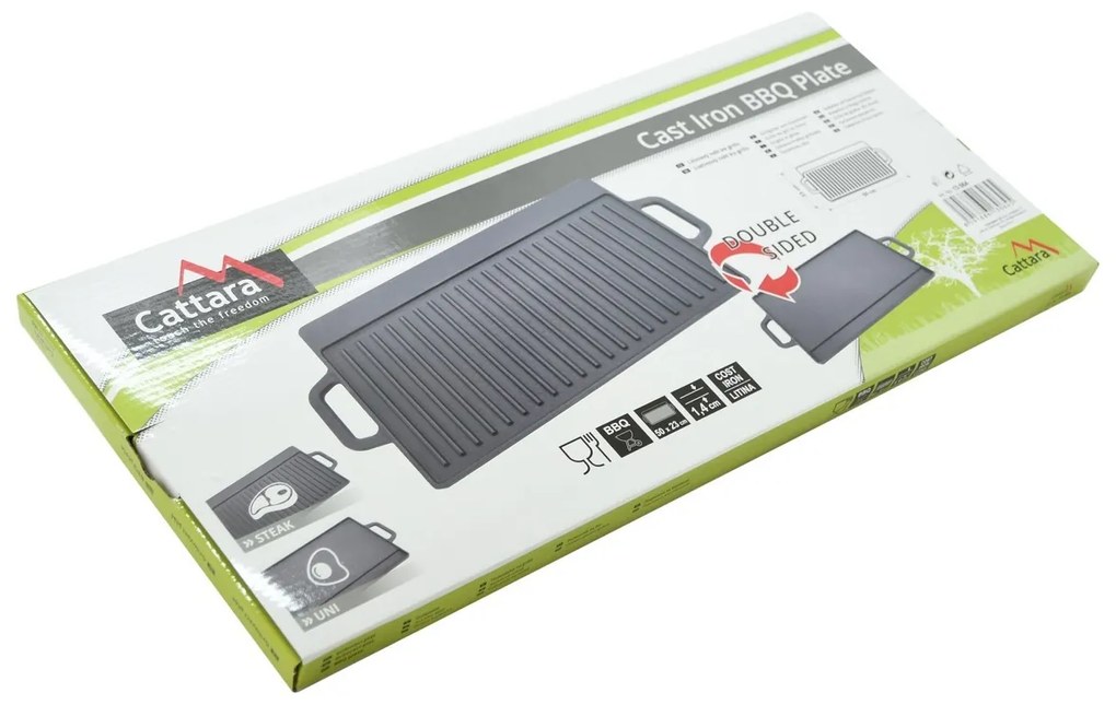 Placă de grătar cu mânere Cattara 13064 Fontă, 50x 23 cm