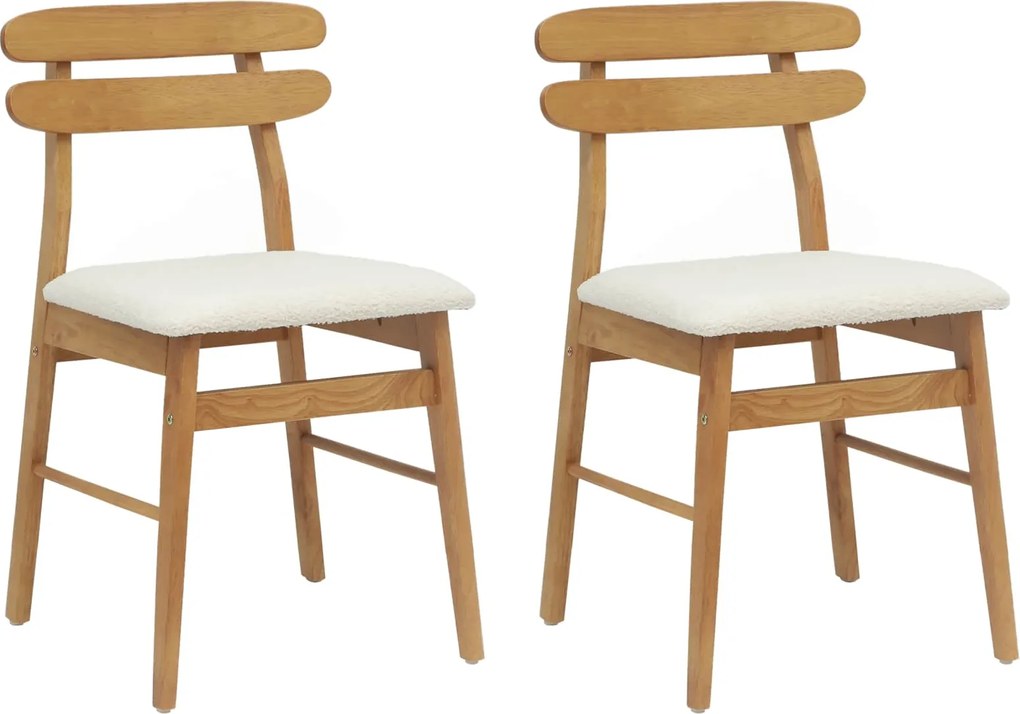 vidaXL Scaun de sufragerie 2 pcs Natural și deschis