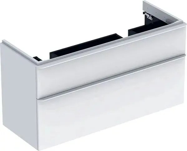 Dulap baza pentru lavoar dublu suspendat Geberit Smyle Square alb 2 sertare 119 cm