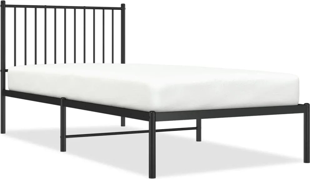 vidaXL Cadru pat metalic cu tăblie, negru, 90x200 cm