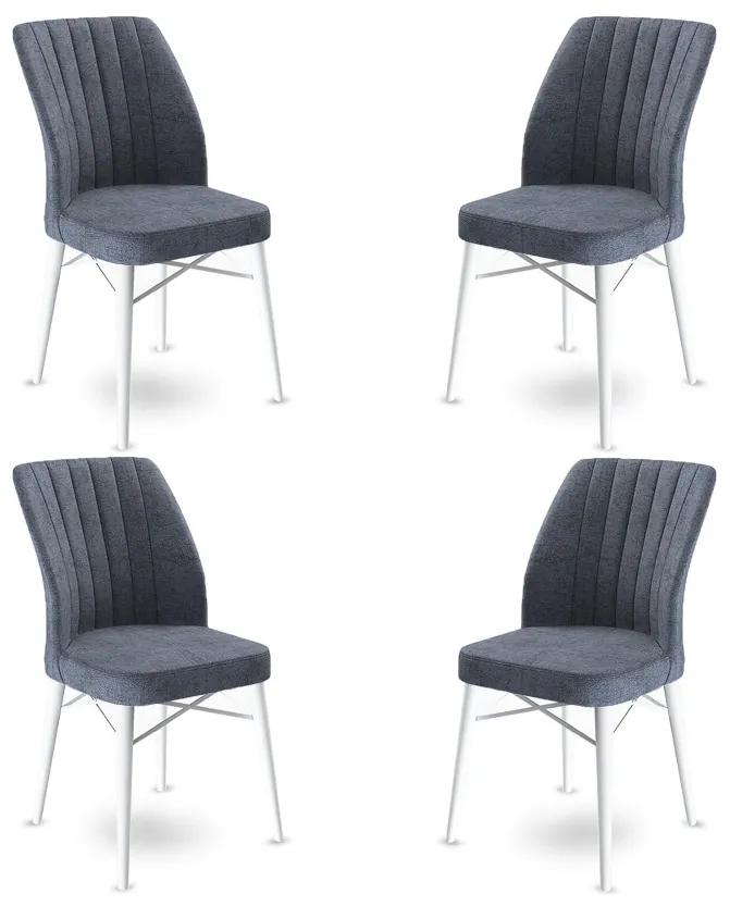 Set 4 scaune haaus Flex, Fum/Alb, textil, picioare metalice