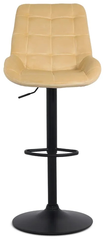 Scaun de bar crem ABS 145 din catifea cu bază metalică reglabilă