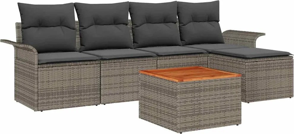 vidaXL Set de canapele pentru grădină 6 pcs Gri poliratan