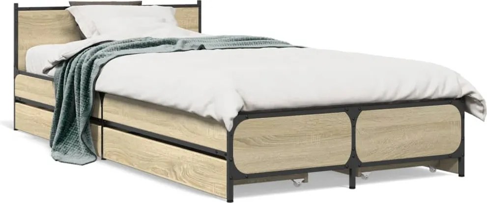 vidaXL Cadru de pat cu sertare stejar sonoma 75x190 cm lemn prelucrat