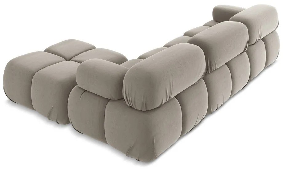 Colțar modular bej cu tapițerie din catifea Lokua – Makamii