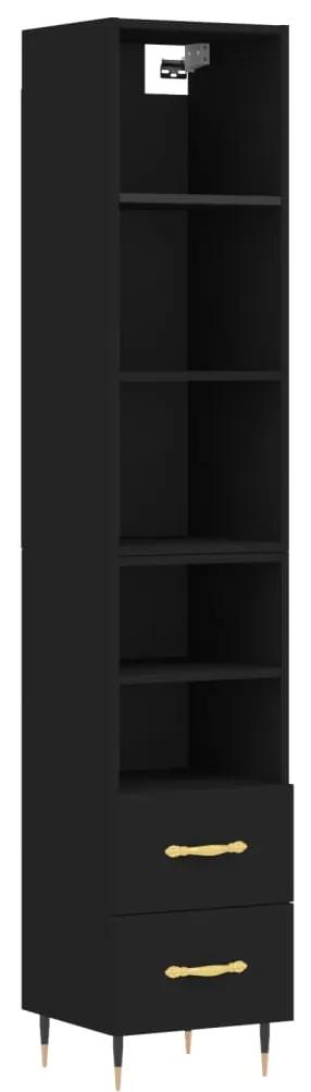 3189742 vidaXL Dulap înalt, negru, 34,5x34x180 cm, lemn prelucrat