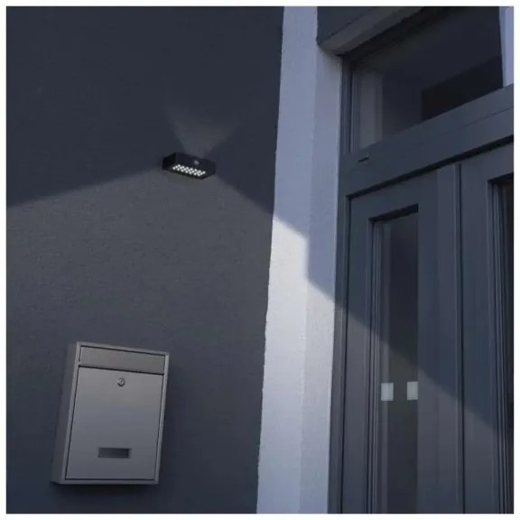 Proiector LED solar cu senzor de mișcare LED/3,7V 1200mAh 4000K IP65 negru