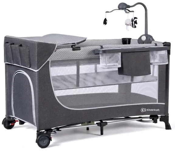 Pătuț portabil LEODY gri KINDERKRAFT