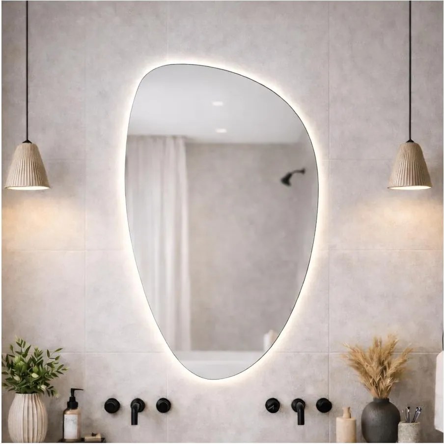 Baltica Design- Oglindă LED cu iluminare integrată STONE FLUID LED/15W/230V 4500K 92x55 cm IP65
