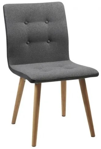 Scaun tapitat cu stofa si picioare din lemn Frida Gri Deschis / Gri Inchis / Stejar, l43xA55xH88 cm