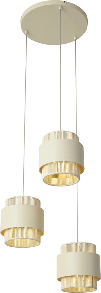Lampă suspendată modernă bej cu auriu cu 3 lumini - Kora
