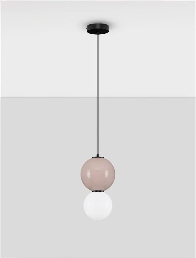 Pendul LED decorativ portelan mocha, sticla alb, NOESIS