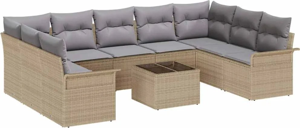 vidaXL Set de canapele pentru grădină 10 pcs Negru poliratan