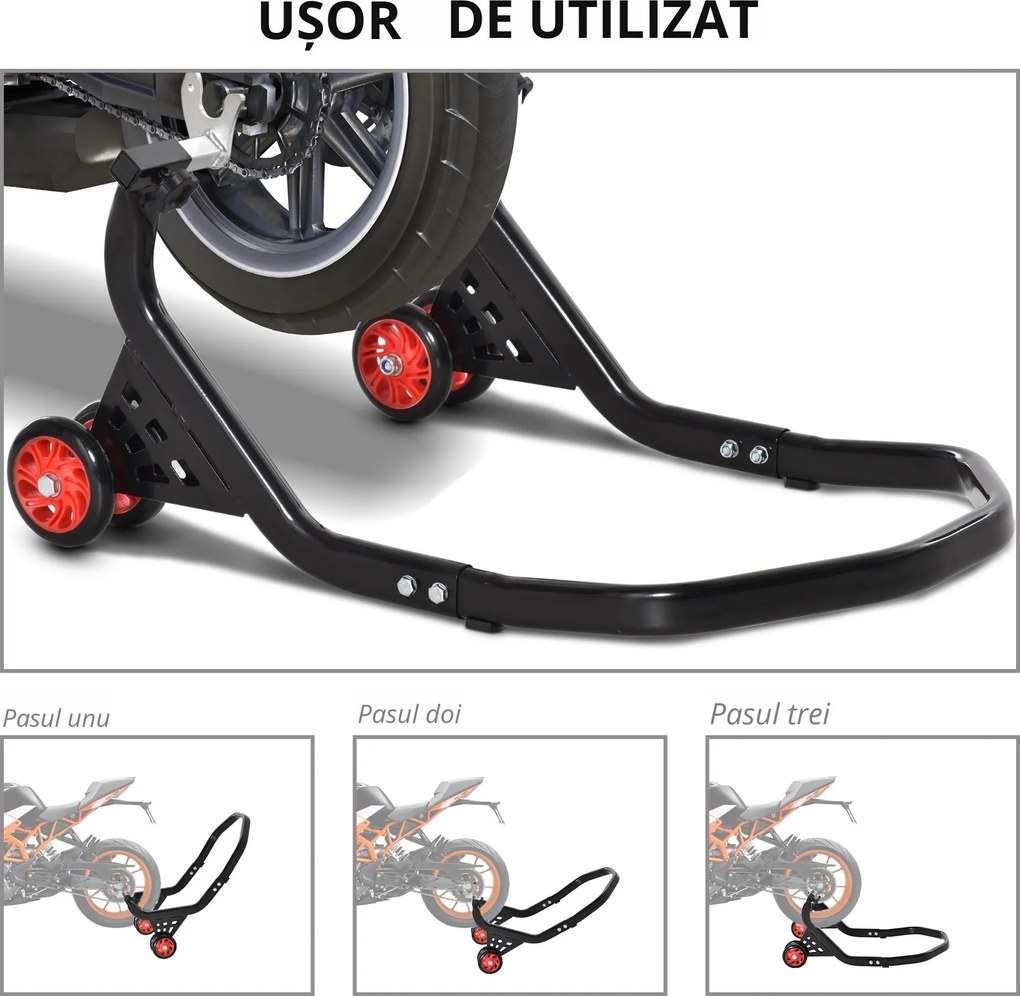 Durhand Stender Spate Ridicare Motociclete Universal Până la 200kg Negru | Aosom Romania