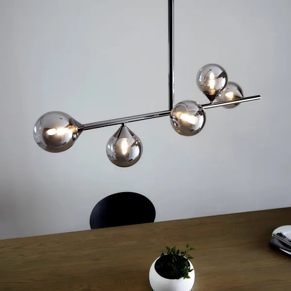 Endon 101348 - Lustră pe tijă OTIS 5xG9/3W/230V, crom negru / negru fumuriu