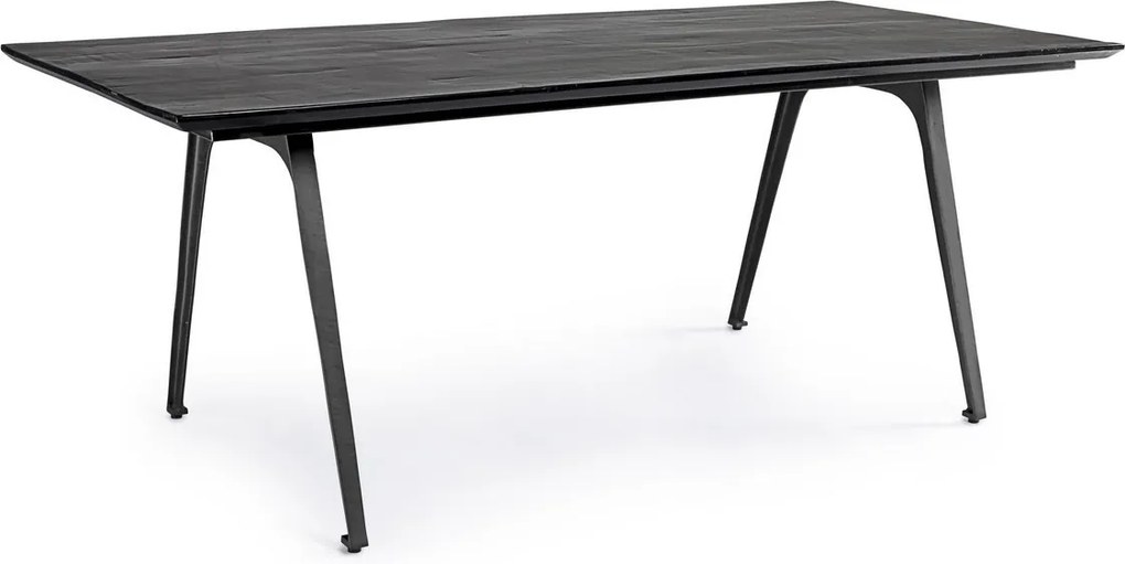 Masa cu picioare din fier si blat lemn negru Codrin 200 cm x 90 cm x 76 h