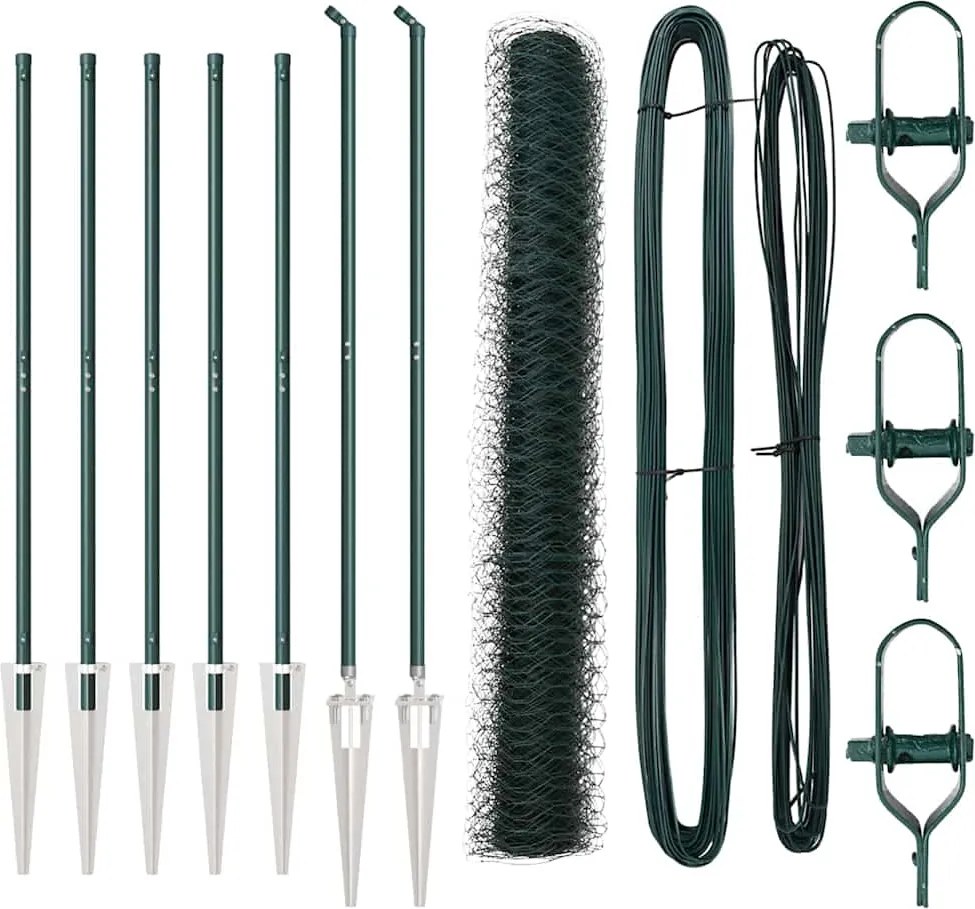 vidaXL Stâlp de gard. Verde 10 x 1,4 m ( plasă de 36 mm) Oțel și PVC