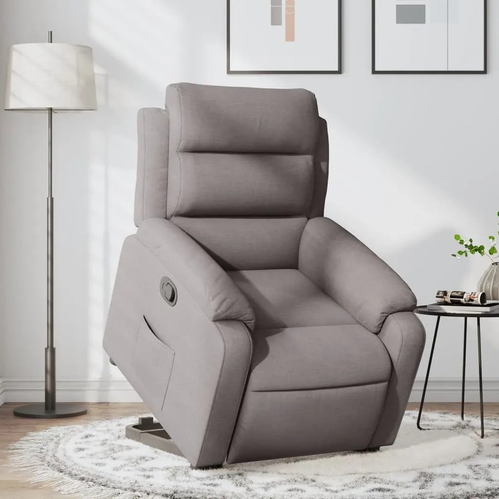 vidaXL Fotoliu rabatabil cu ridicare pe verticală, gri taupe, textil